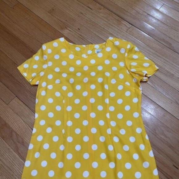Vintage Retro Dress by Habits Size 14 Yellow Polka Dot Made in USA RUNS SMALL - Picture 5 of 16